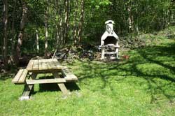 Location Alpe d'Huez : terrain ombrag� avec table foresti�re et barbe