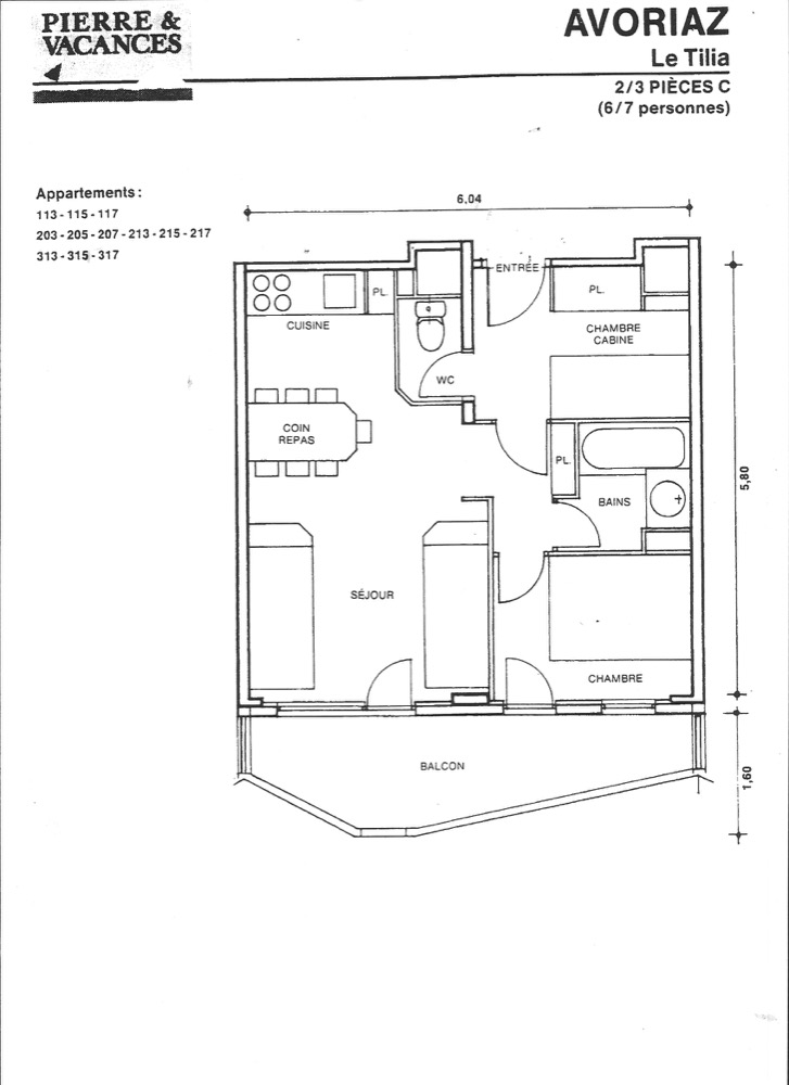Location Avoriaz : Plan de l'appartement rénové