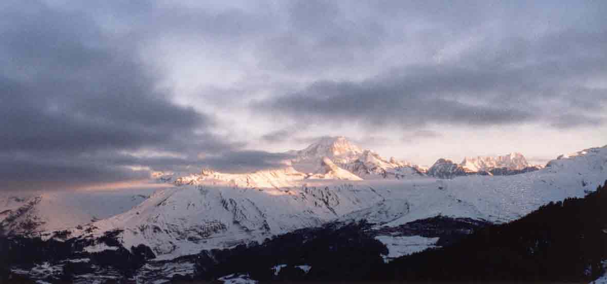 Location Les Arcs : balcon avec vue panoramique sur le Mt Blanc