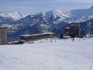 Location Le Corbier : Vue de la station , piste faciles ,milieu de la st